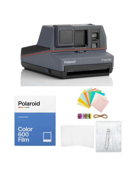 Cámara Instantánea Polaroid 600 Impulse Gris + Película Color