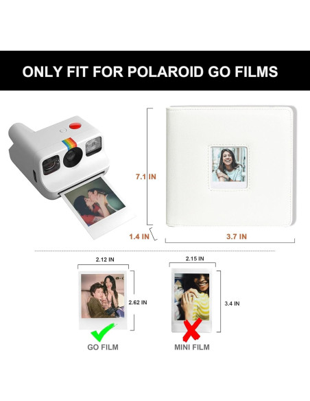 Álbum de Fotos WOGOZAN 288 Bolsillos para Polaroid Go Blanco