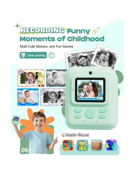 Cámara Instantánea para Niños Seckton Verde 48MP HD 1080P