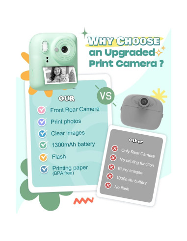 Cámara Instantánea para Niños Seckton Verde 48MP HD 1080P