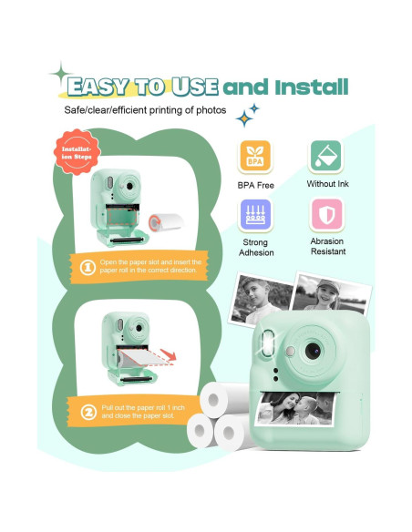 Cámara Instantánea para Niños Seckton Verde 48MP HD 1080P