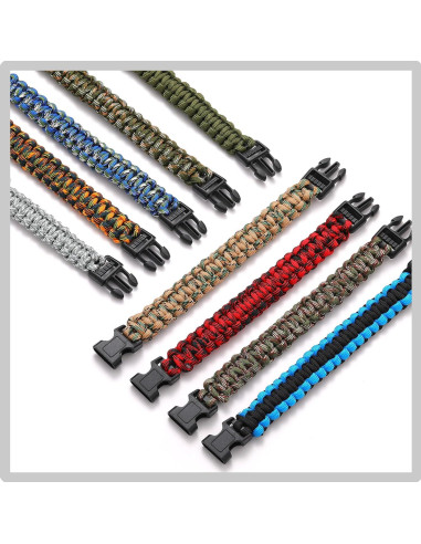 15 Pulseras Paracord de Supervivencia para Niños y Hombres
