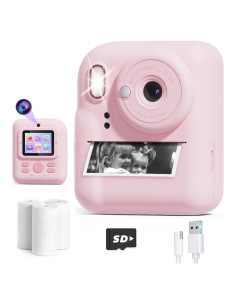 Cámara Instantánea Doble HD 1080P Ziegoal para Niños Rosa