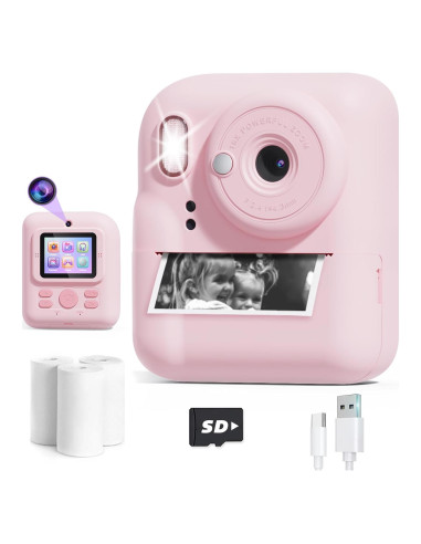 Cámara Instantánea Doble HD 1080P Ziegoal para Niños Rosa