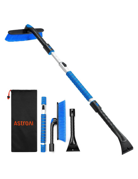 Raspador de Nieve Extensible AstroAI 120 cm Azul con Mango Antideslizante