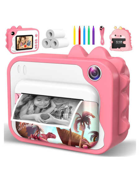 Cámara Instantánea Usteetic para Niños Rosa 20MP Video 1080P