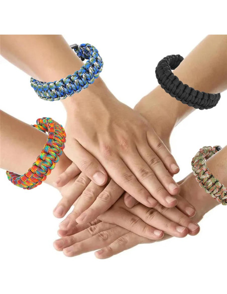15 Pulseras Paracord de Supervivencia para Niños y Hombres