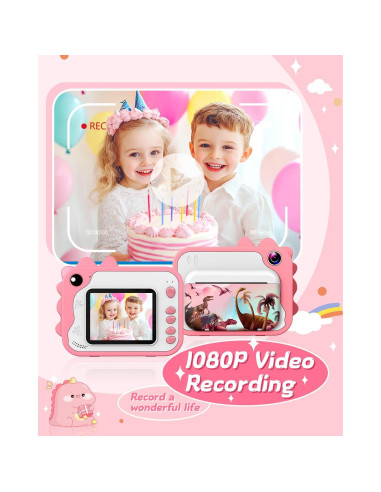 Cámara Instantánea Usteetic para Niños Rosa 20MP Video 1080P