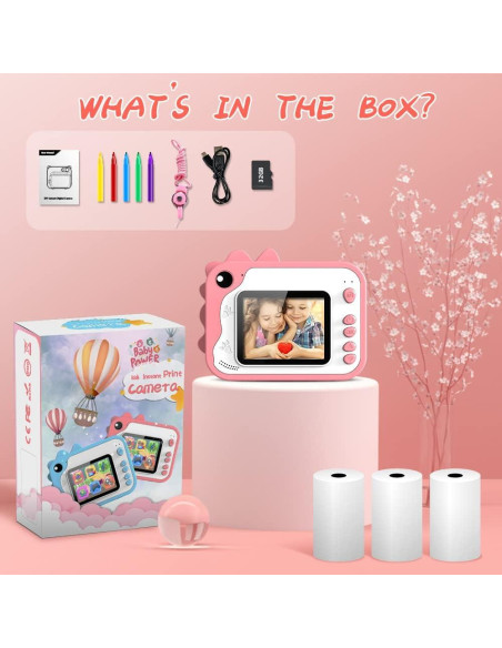 Cámara Instantánea Usteetic para Niños Rosa 20MP Video 1080P