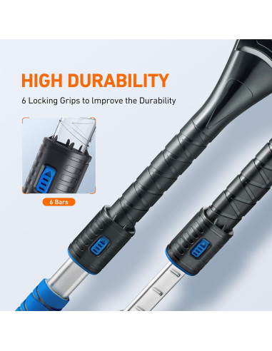 Raspador de Nieve Extensible AstroAI 120 cm Azul con Mango Antideslizante