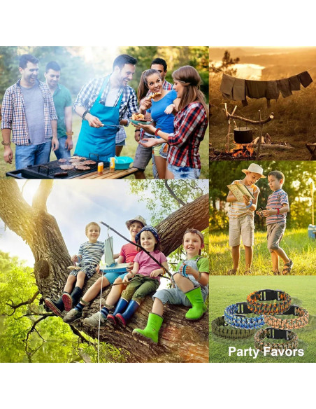 15 Pulseras Paracord de Supervivencia para Niños y Hombres