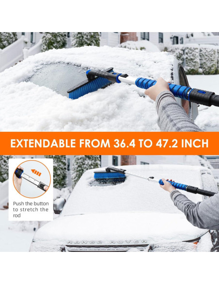 Raspador de Nieve Extensible AstroAI 120 cm Azul con Mango Antideslizante