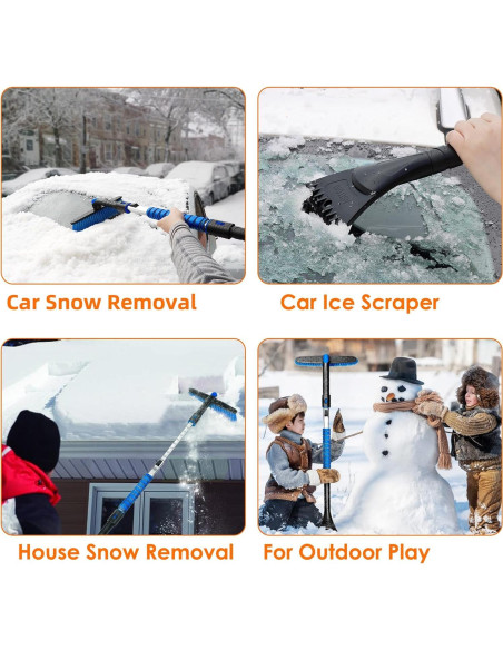 Raspador de Nieve Extensible AstroAI 120 cm Azul con Mango Antideslizante