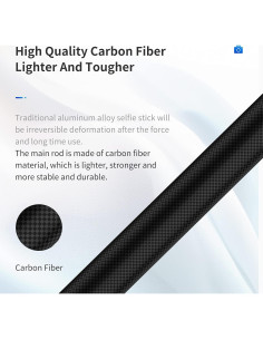 Palo Selfie Extensible Adaptom 116cm Fibra de Carbono Impermeable 2