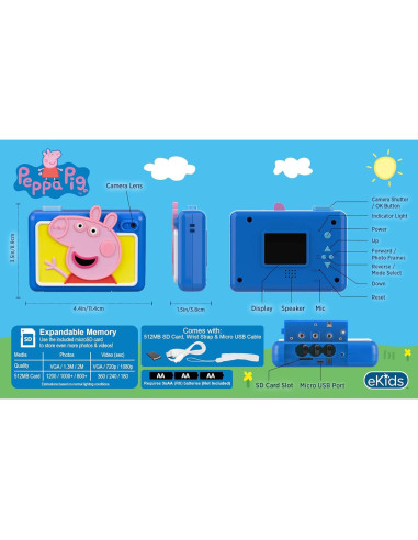 Cámara Digital para Niños eKids PE-533 Peppa Pig 5MP