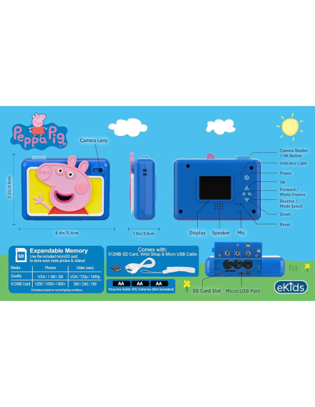 Cámara Digital para Niños eKids PE-533 Peppa Pig 5MP