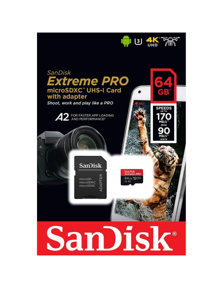 Tarjeta Micro SD SanDisk Extreme Pro 64GB UHS-1 U3 para GoPro