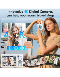 Cámara Digital 4K Froitx DC413L 64MP Zoom 16X Compacta Blanca 2