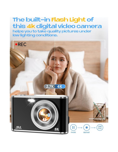 Cámara Digital 4K HICSHON DC306 48MP Autofocus Zoom 16X