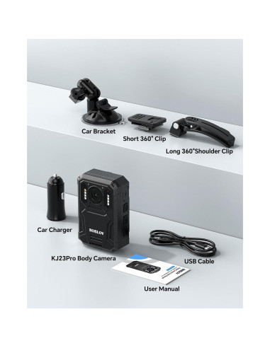 Cámara Corporal BOBLOV KJ23Pro 256GB con Visión Nocturna