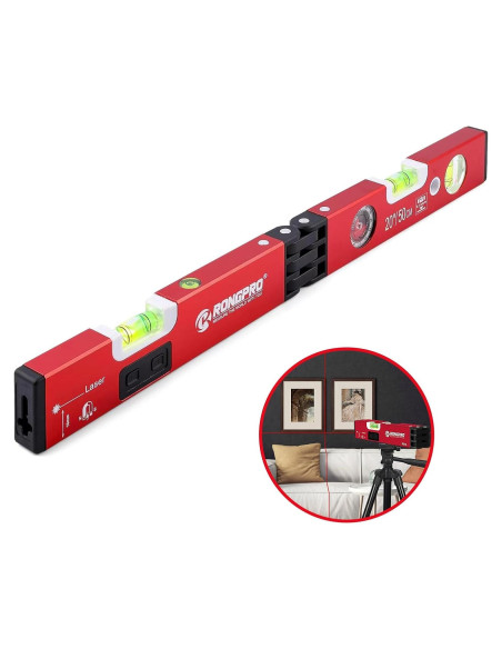 Nivel Magnético Plegable RONGPRO 50.8 cm con Láser 9.14 m