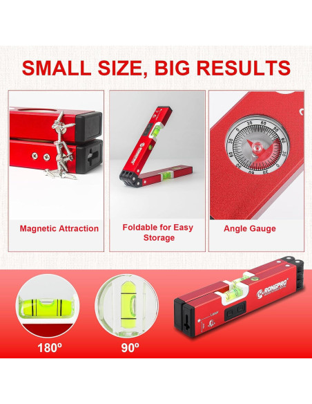 Nivel Magnético Plegable RONGPRO 50.8 cm con Láser 9.14 m