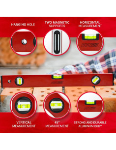 Nivel Magnético ProMaker 45 90 180 18 Pulgadas Aluminio 2