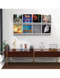 Soporte de Pared ILYXY para Discos de Vinilo - 8 Estantes Flotantes 30 cm 2