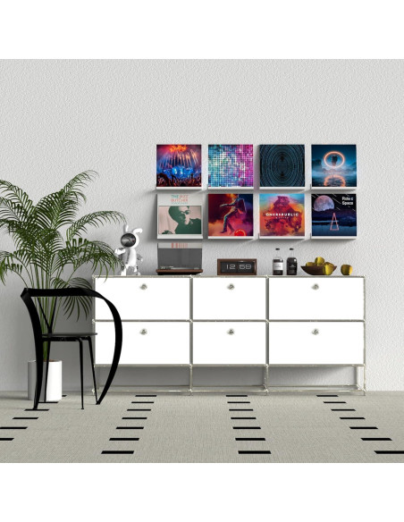 Soporte de Pared ILYXY para Discos de Vinilo - 8 Estantes Flotantes 30 cm