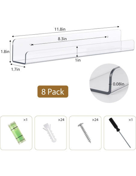 Estantes Flotantes Acrílicos Tbestmax 8 Piezas 30.48 cm