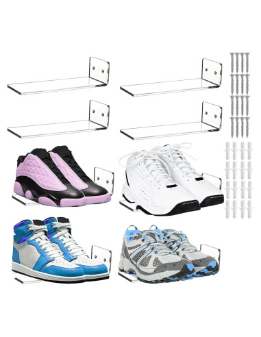 Estante Flotante para Zapatos Youeon - 8 Piezas Acrílico 20x7.6 cm