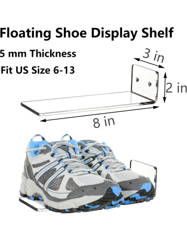 Estante Flotante para Zapatos Youeon - 8 Piezas Acrílico 20x7.6 cm