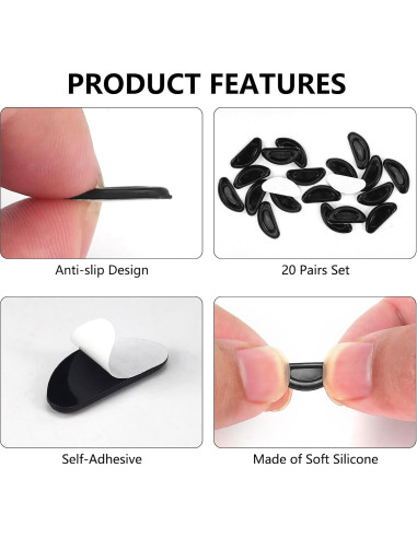 20 Pares Almohadillas de Nariz Silicona Antideslizantes YR