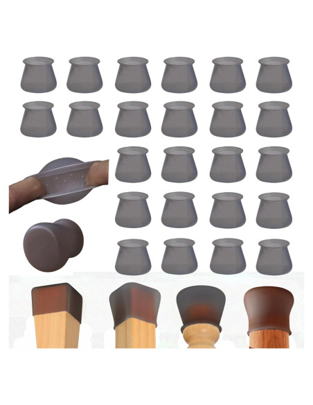 Paquete de 24 Protectores de Patas de Silla Silicona Negra