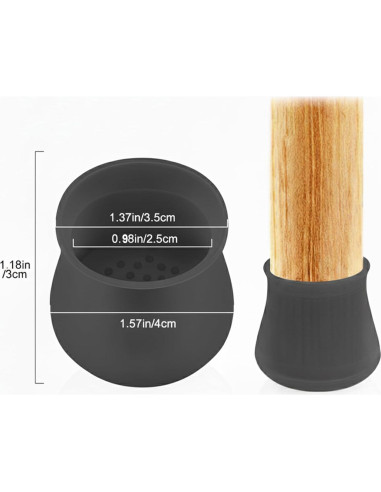 Paquete de 24 Protectores de Patas de Silla Silicona Negra
