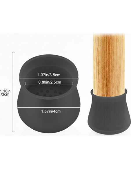 Paquete de 24 Protectores de Patas de Silla Silicona Negra