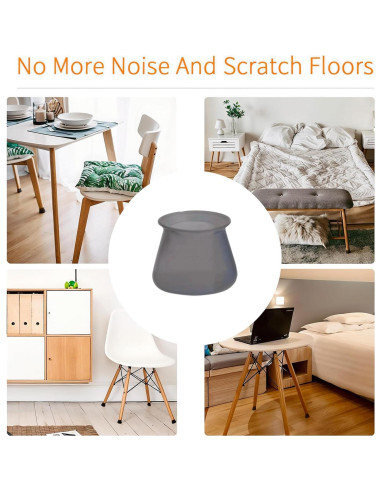 Paquete de 24 Protectores de Patas de Silla Silicona Negra