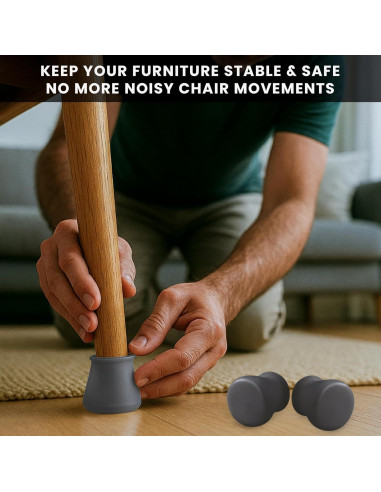 Paquete de 24 Protectores de Patas de Silla Silicona Negra