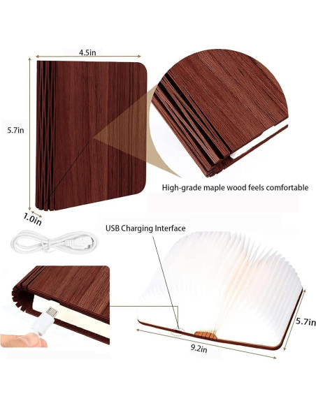 Lámpara de Libro Plegable HaoYDUS 3 Colores Recargable USB