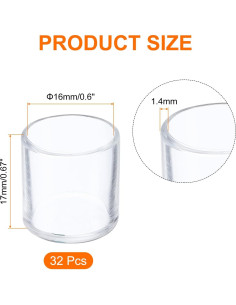 32 Protectores de Suelo Redondos Silicona uxcell 16 mm Transparentes 2