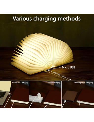 Lámpara de Libro Plegable HaoYDUS 3 Colores Recargable USB