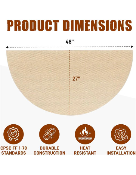 Alfombra Semicircular a Prueba de Fuego Woodeze 0.91x1.83m