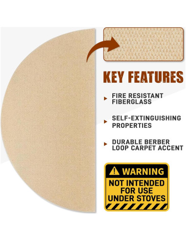 Alfombra Semicircular a Prueba de Fuego Woodeze 0.91x1.83m