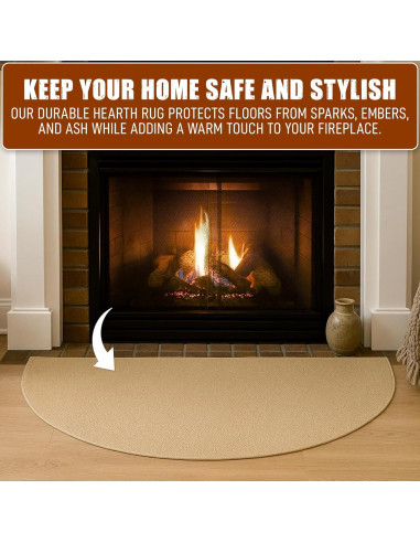 Alfombra Semicircular a Prueba de Fuego Woodeze 0.91x1.83m