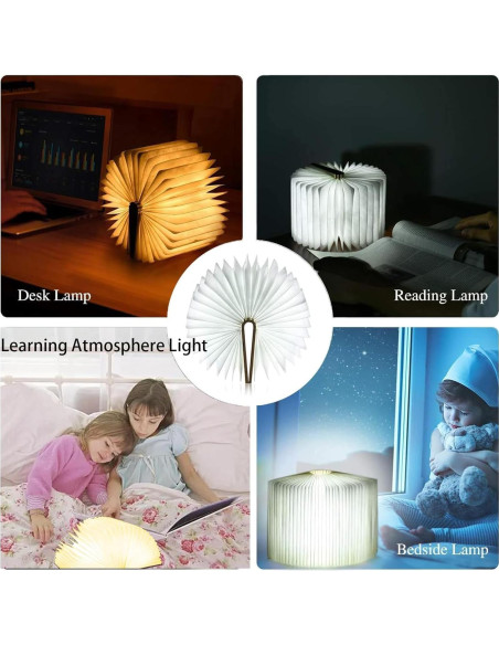 Lámpara de Libro Plegable HaoYDUS 3 Colores Recargable USB