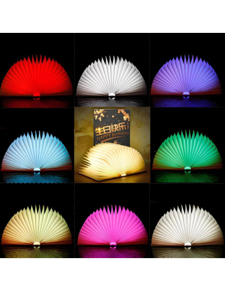 Lámpara de Libro Plegable HaoYDUS 3 Colores Recargable USB