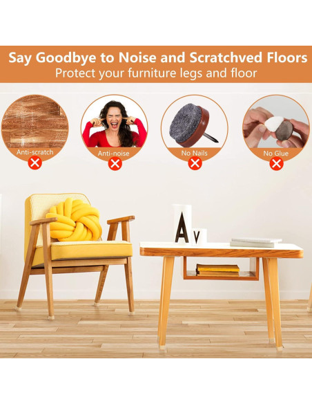20 Protectores de Suelo para Patas de Sillas SUNZOS Antideslizantes
