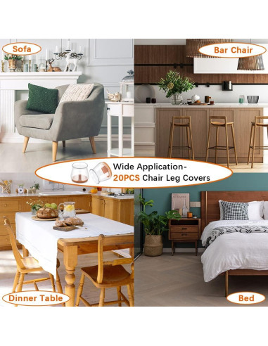 20 Protectores de Suelo para Patas de Sillas SUNZOS Antideslizantes