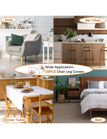 20 Protectores de Suelo para Patas de Sillas SUNZOS Antideslizantes
