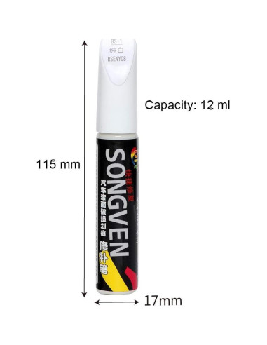 Bolígrafo Reparador de Rayones de Coche SONGVEN Blanco 12ml